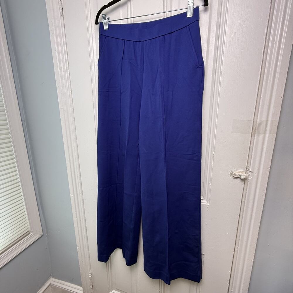 Isaac Mizrahi Live! Luxe Ponte Full Length Pants Womens XS Navy Wide Leg NWOT